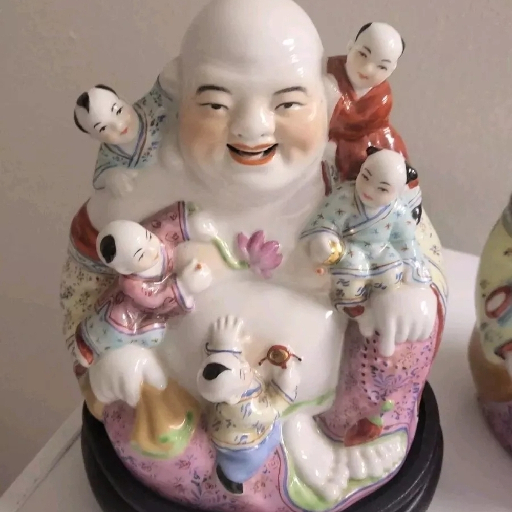 Colorful Ceramic Laughing Buddha Figurine